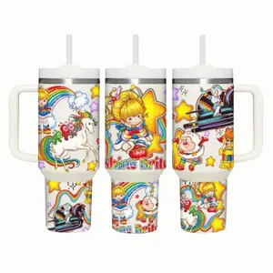 Strawberry Shortcake And Rainbow Brite Cartoon Custom Cup 40 oz 20 oz Tumbler With Handle