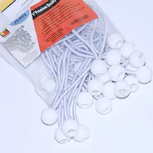6 Inch 25PC 6 inch 50 Piece Heavy Duty 5mm Ball Bungee Canopy Cord By Wellmax, White Color