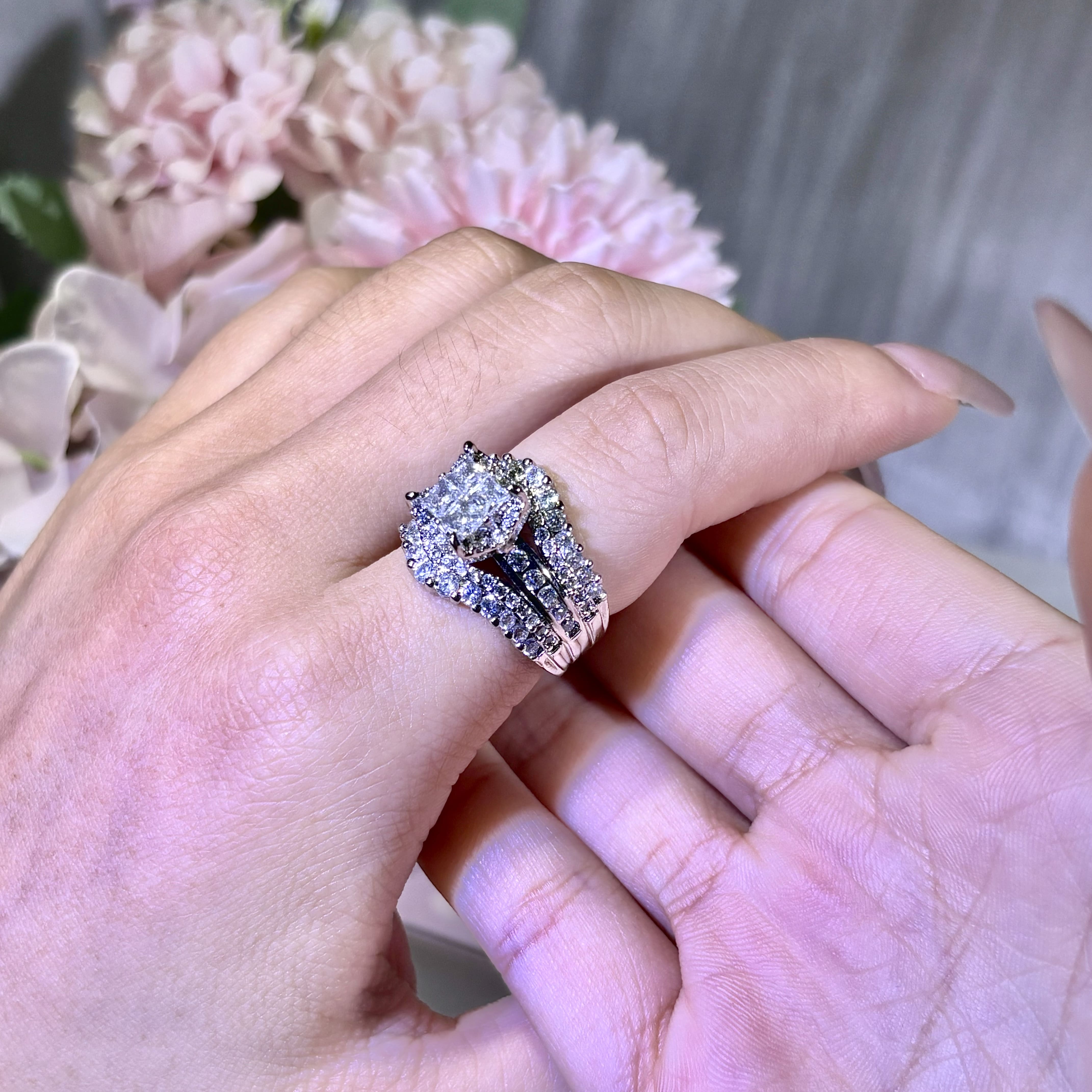 JJ CHIC Square Five-in-One Ring for Women, Micro Pave CZ Stones Halo Design - Perfect Gift for Girlfriend or Wife Jewelry Elegant Daily Wear Stunning Luxurious