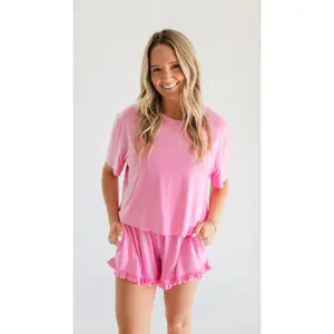 Women’s Ruffle Short Set in Pretty Pink