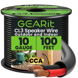GEARit 10/2 Outdoor Speaker Wire 10 Gauge CCA - CL3 Rated for Direct Burial in Ground Aluminum Cable