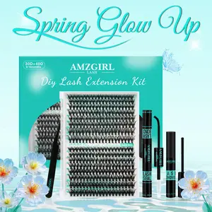 AMZGIRL LASH 320 Clusters DIY Cluster Lash Extension Kit 30D+40D 60D+80D Eyelashes Waterproof Bond and Seal DIY Lash Extensions Lash Clusters Waterproof Lash Clusters Kit  Makeup Cosmetic