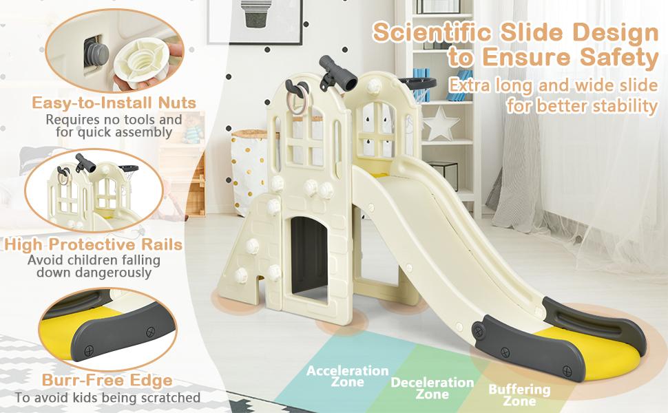 Costzon Large Slide for Kids, Slide Play Climber Set with Long Slipping Slope, Basketball Hoop and Ball, for Indoor Outdoor Backyard,fathersdaygift Costzon Large Slide for Kids, Slide Play Climber Set with Long Slipping Slope, Basketball Hoop and Ball, for Indoor Outdoor Backyard,fathersdaygift