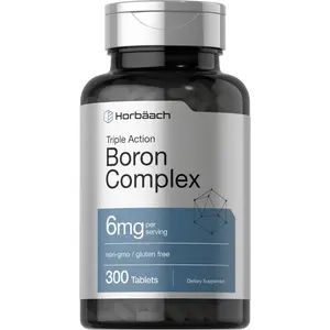 Horbäach Triple Boron Complex 6 mg Supplement | 300 Tablets | For Men and Women | Vegetarian, Non-GMO & Gluten Free | Triple Action Boron Citrate, Boron Glycinate, Boron Asparate