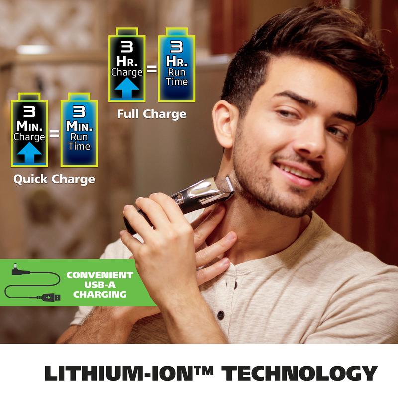 Wahl USA Rechargeable Lithium Ion All in One Beard Trimmer for Men with Detail and Ear & Nose Hair Trimmer Attachment – Model 9854-600B