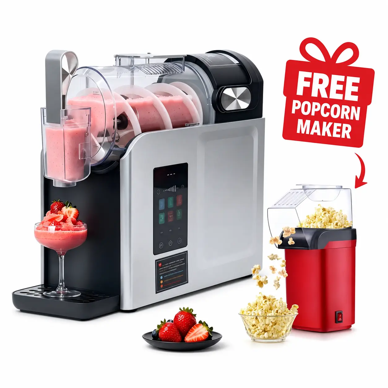 WizAura Pink Frozen Slush Ice Cream Maker - 68oz Large Capacity, No Pre-Freezing Ice Required, 6 Preset Multi-Mode Blend, Auto-Clean Cycle, Digital Temp Display, Ideal for Parties & Holiday Gifts, Frozen Slush Ice Cream Makers