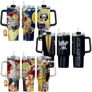 Vinsmoke Sanji One Piecee Anime Manga 40oz Tumbler Stainless Steel with Straw, Lid and Handle - Double Wall Insulated Flasks – Perfect Gift for Fans