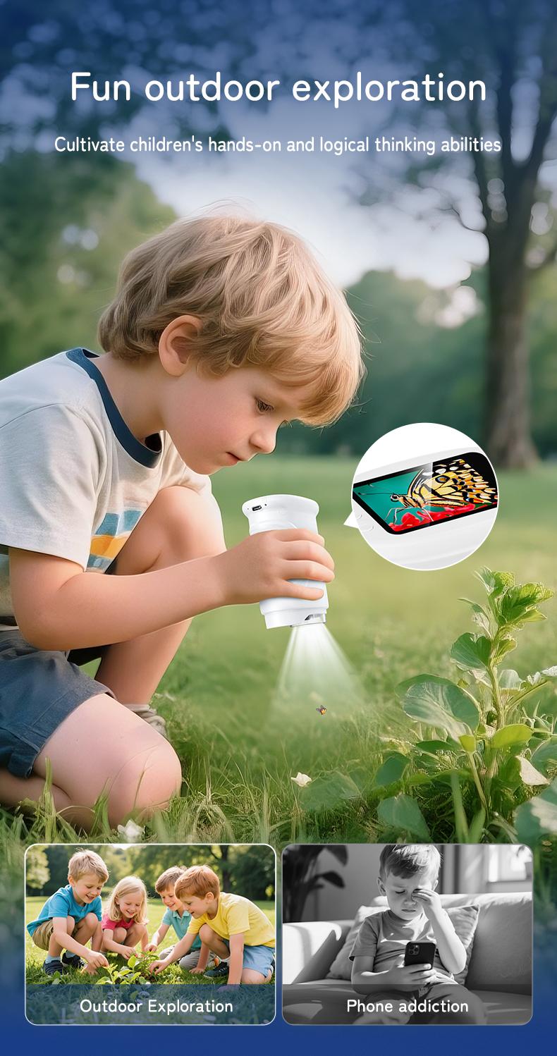 1000X Handheld Digital Microscope with 4K 2'' IPS Screen, USB-Powered Portable Microscope for Kids & Students, Educational Science Toy, STEM Toy & Educational Gift for Boys & Girls Ages 3–12