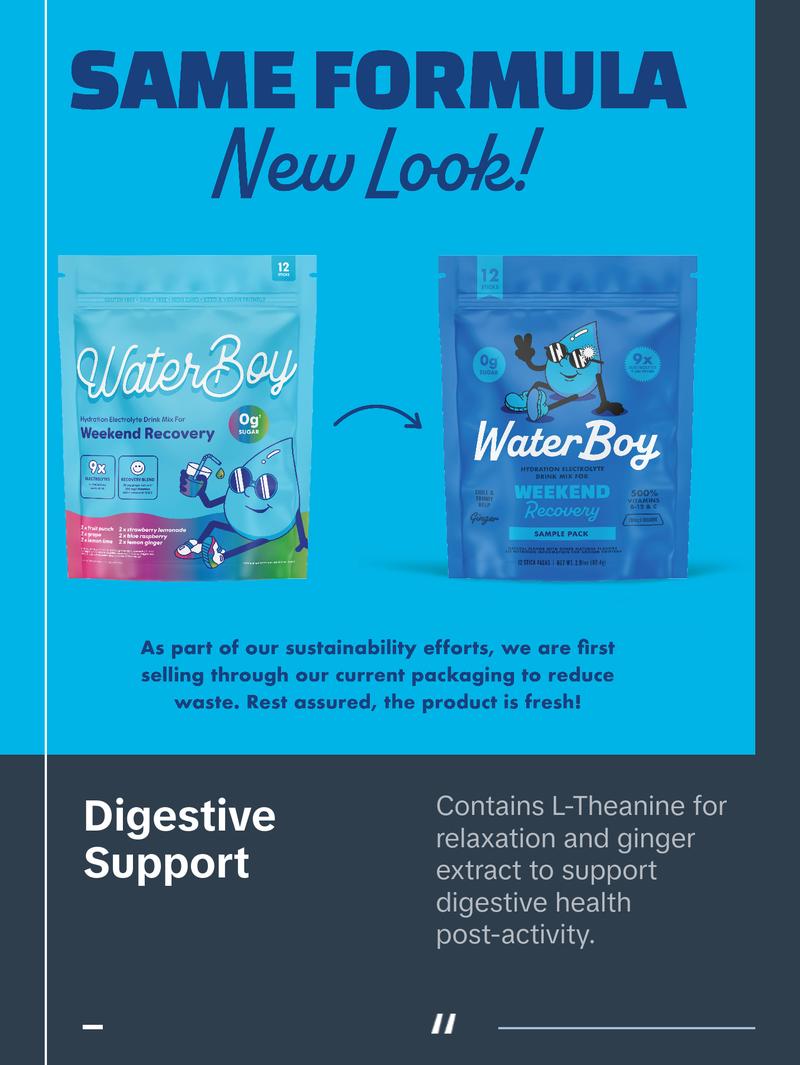 Waterboy Weekend Recovery | 9x Electrolytes & Sugar Free | Plus L-Theanine, Ginger Extract and Vitamins | Salty Flavor