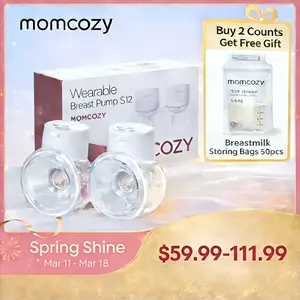 Momcozy   Hands-Free Breast Pump S12 Pro, Wearable & Portable Pump with Soft DoubleFit Flange, 3 Modes | 9 Levels Double Electric Pump, Smart Display, 24mm,A Pumping System