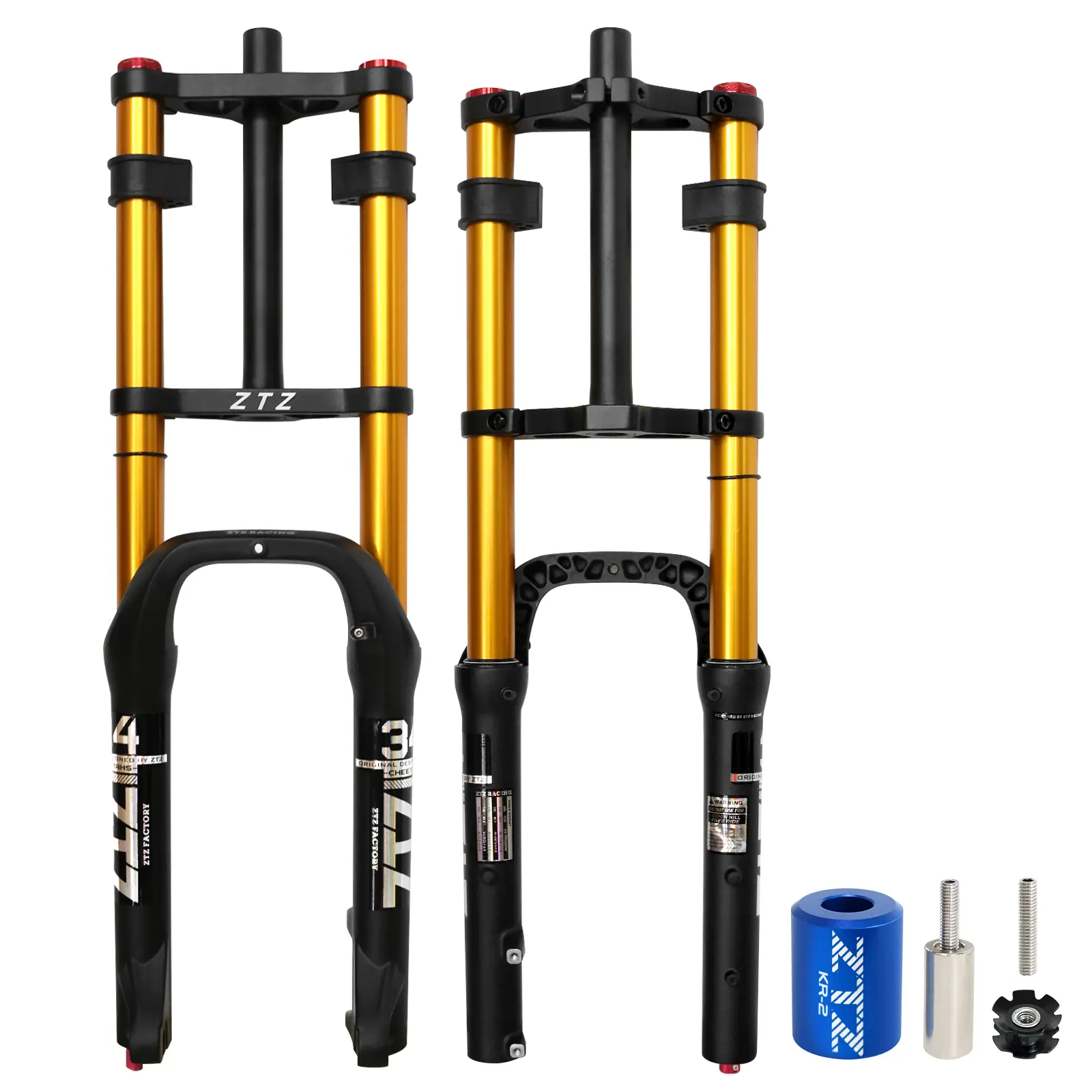 ZTZ Air Suspension Fat Tire Bike Front Fork | Fits 20/26 Inch 4.0 Fat Tire, 180mm Travel Adjustable Damping, Double Crown, 135mm Hub Spacing 9mm QR for Snow Beach MTB & E-Bike