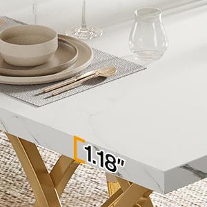 Tribesigns Modern Dining Table for 4-6 People, 63" Large Rectangular Kitchen Table with Faux Marble Tabletop and Gold Geometric Legs, Unique Dinner Table Kitchen & Dining Room Furniture(No Chairs)) Tribesigns Modern Dining Table for 4-6 People, 63" Large Rectangular Kitchen Table with Faux Marble Tabletop and Gold Geometric Legs, Unique Dinner Table Kitchen & Dining Room Furniture(No Chairs))