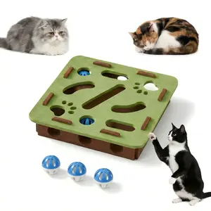 Interactive Cat Toy Puzzle Toys for Indoor Cats Felt Maze Box Kittern Toys Pet Cat Games Self Play Fun Exercise Hide Seek Moving Cat Toy for Bored Cats Encourages Hunting Instincts