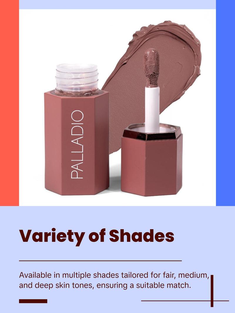 Palladio Liquid Blush for Cheeks & Lips 2-in-1 Makeup Face Blush, Weightless Cream Formula, Smudge Proof Long-Wearing Pigmented Blush, Natural Look Makeup Face Blushes, Shimmer & Satin Shades
