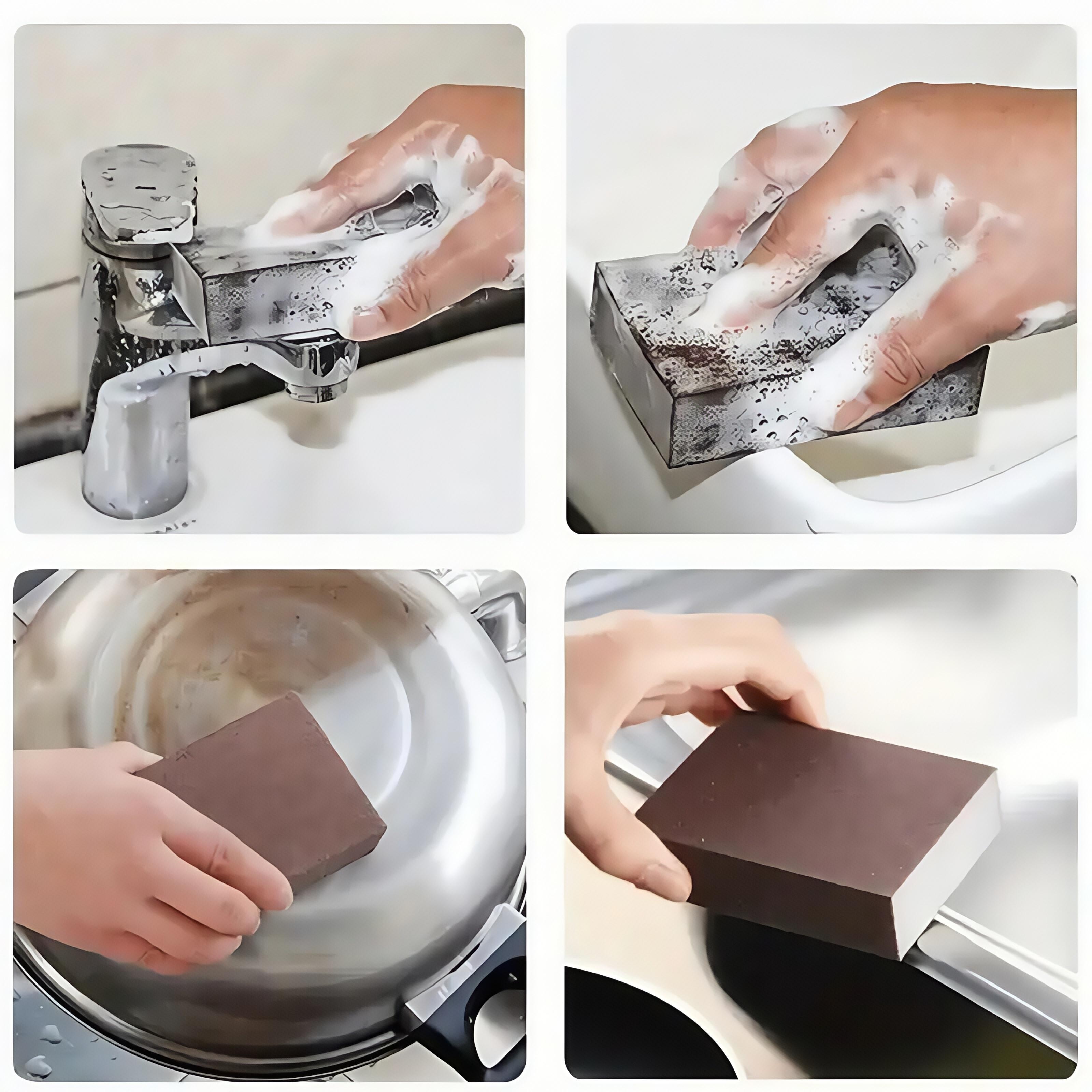 Emery Magic Sponge Eraser Set - Heavy-Duty Scouring Sponges for Non-Electric Descaling, Rust Removal, Dishwashing & Cookware Stain Remover, Kitchen Pot Cleaning Pads