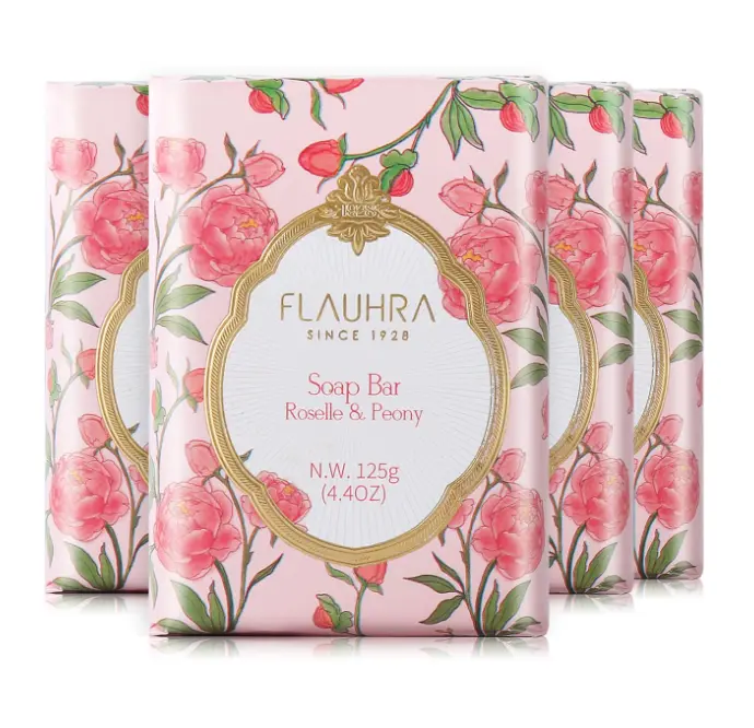 Soap Bar Roselle & Peony Fragrant Soap Essential Oil Scented Soap Bar Moisturizing Bath Bar Soaps Nourishes Your Skin 4.4 oz(Pack of 4)