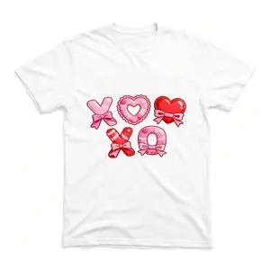 Men's cotton round neck casual T-shirt with XOXO print, suitable for Valentine's Day wear, outdoor sports street style Love Menswear