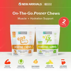 Zhou On-The-Go Power Chews Bundle - Creatine Chews + Hydro-Fuel Electrolyte Gummies for Muscle & Hydration Support Fitness Supplement Dietary Vitamin