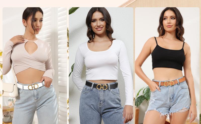 Elegant Reversible PU Leather Belt for Women Accessories Two-in-One Women Fashion Vintage PU Leather Belt for Jeans Dress with Golden Buckle Elegant Reversible PU Leather Belt for Women Accessories Two-in-One Women Fashion Vintage PU Leather Belt for Jeans Dress with Golden Buckle