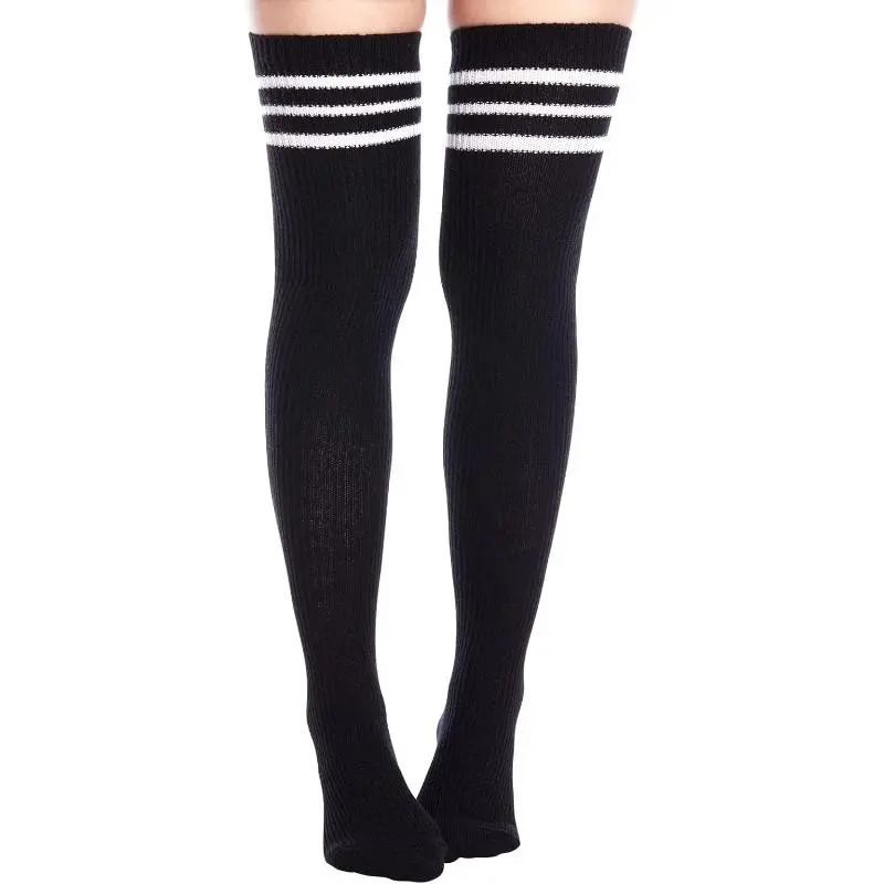 Women's Striped Thigh High Socks, Soft Comfortable Knit Leg Warmers, Extra Long for Party, Festival Clothes, Cute, Thigh Highs, Chic, Shopping, One Size