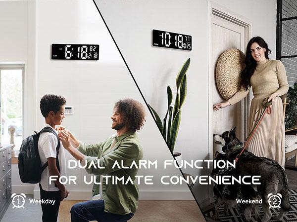 <Valentine's Day Gifts> EASYERA 16.5"&12" Large 2 in 1 Digital Wall Clock with Remote Control, RGB Atmosphere Lights with 11 Scenes Mode, Dual Alarms with BIG LED Display, Teacher Classroom, Office, GameRoom, LivingRoom, Auto Dst Adjustment Timer Clock