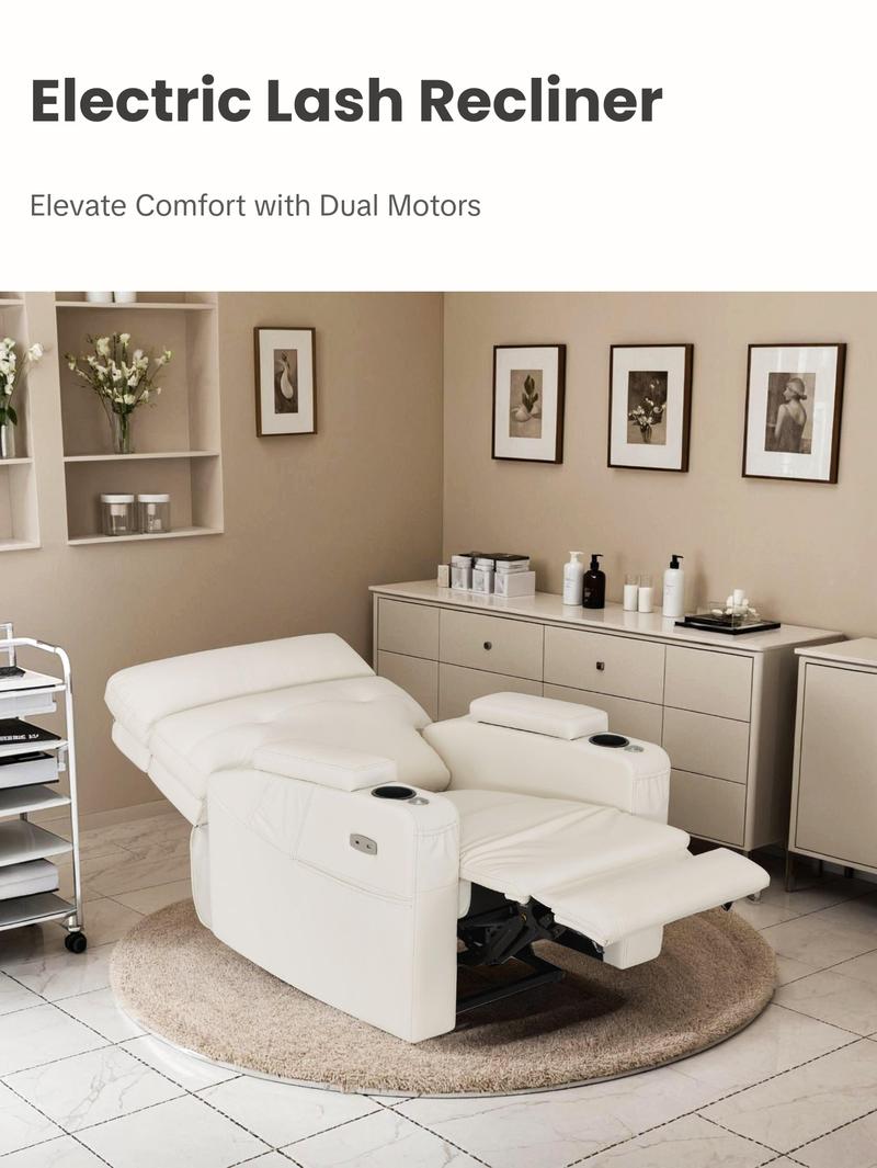 BarberPub Electric Lash Recliner with Adjustable Headrest, Facial Bed for Estheticians, Eyelash Extensions, Nails & Beauty 9904