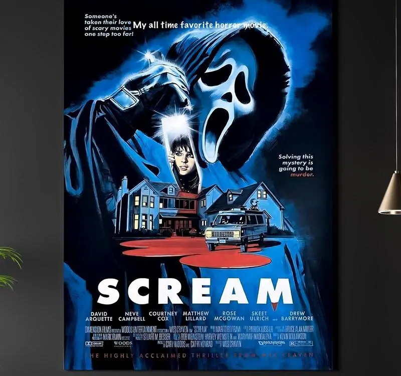 Scream Movie Poster Print | Retro Cult Film Wall Art | Horror | A4 A3 | Digital Download | 90s Nostalgia Gift - Gift for Mom or Dad