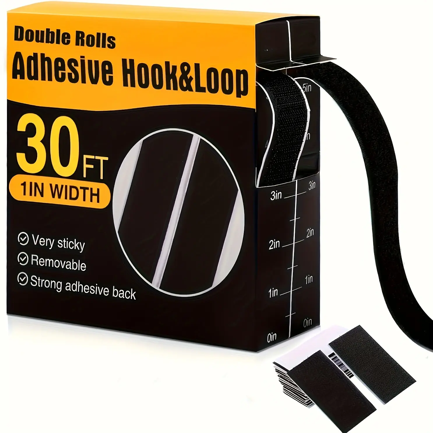 Yitap Strong Self-Adhesive Velcro Strips, Nylon, Long Lasting Adhesive, Adhesive Installation, Removable Industrial Grade Fixing, Home Office Outdoor Multi-Purpose (Industrial Adhesive Tape, Strong Adhesion)
