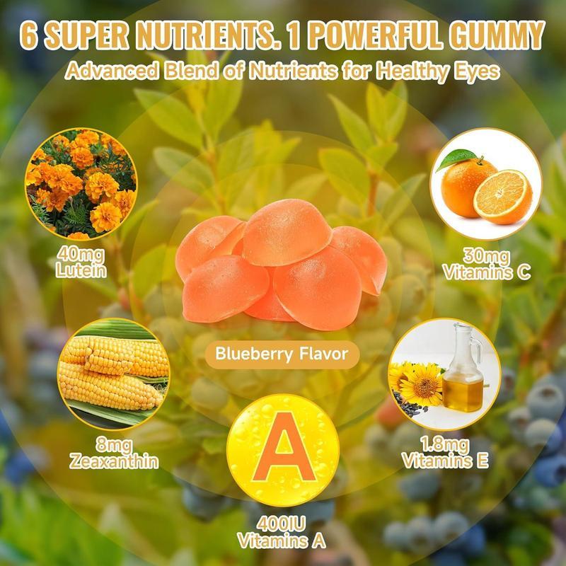 Lutein Gummies & Zeaxanthin Gummies - Eye Health Supplement with Astaxanthin, Vitamin C E- Blue Light Defense, Vision Support, Delicious Blueberry Flavor, -Eye VITAMIN ANDMINERALSUPPLEMENT