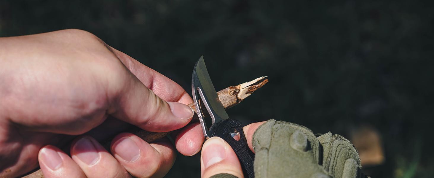 CJRB Anansi Multitool Folding Utility Knife with AR-RPM9 Claw Blade G10 Handle,Small Karambit Pocket Knife, Compact Keychain Box Cutter for Hunting Military Camping Self Defense EDC