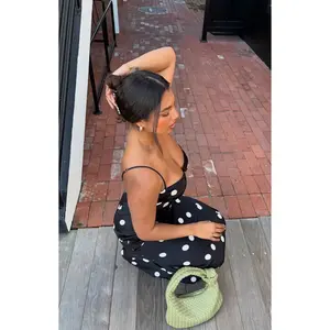 Smith Black Satin Spot Maxi Dress