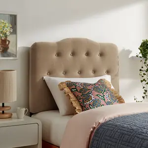 Annabel Premium Linen Blend Twin Headboard in Almond