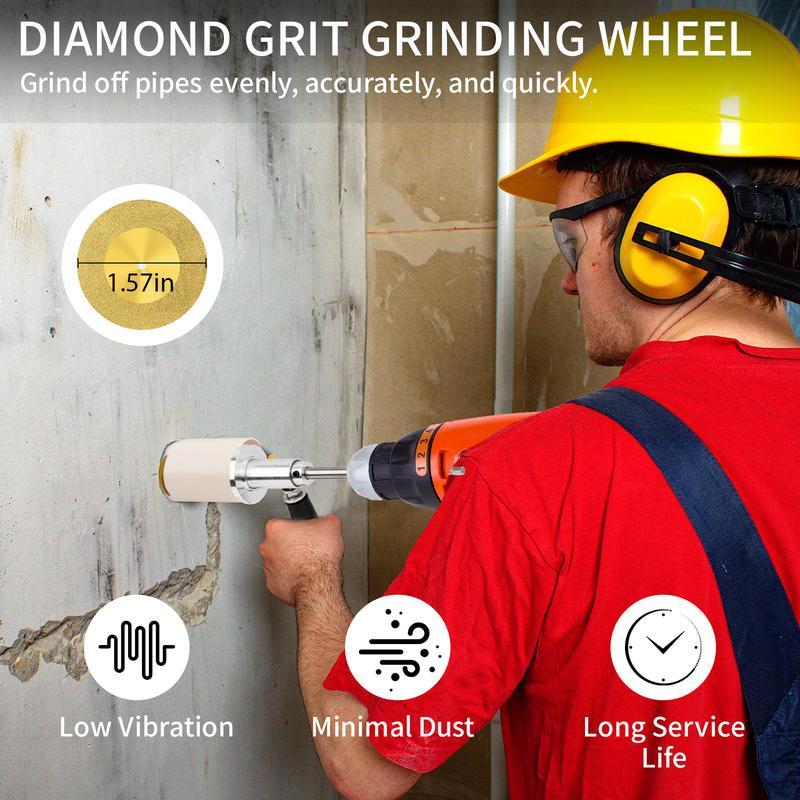 PVC Pipe Inside Cutter with Diamond Grit Cutting Wheel and Handle, Fit for 1-1/2 Inch to 8 Inch,7 Inch Adjustable Cutting Depth,1/4in Hex Shank Fit for Impact Drivers and Drills,TikTokShopBlackFriday adjustable depth gauge