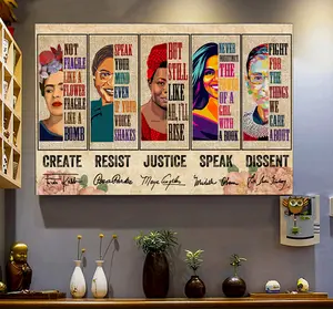 Feminist Canvas-Vinatge Floral Theme Inspirational Quotes Poster/Canvas Wall Art-Frida Kahlo, RBG Ruth Bader Ginsburg-Women Who Make History