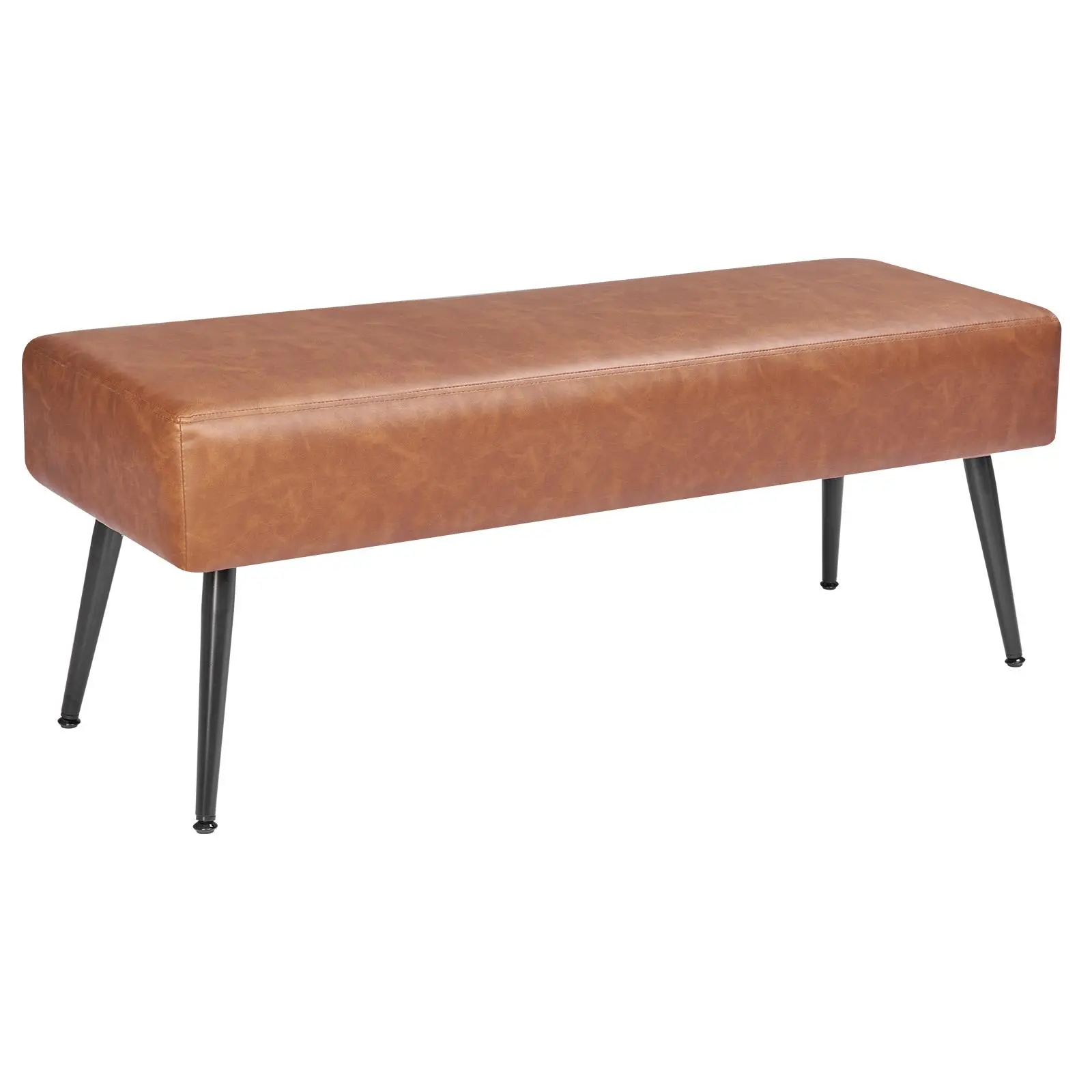 【SummerFinds】VEVOR Leather Bedroom Bench, PU Leather Bench with Metal Legs and with Stitching for Entryway, Upholstered Shoe Bench Seat, Modern End of the Bed Benches for Living Room, Dining Room, Hallway, Brown