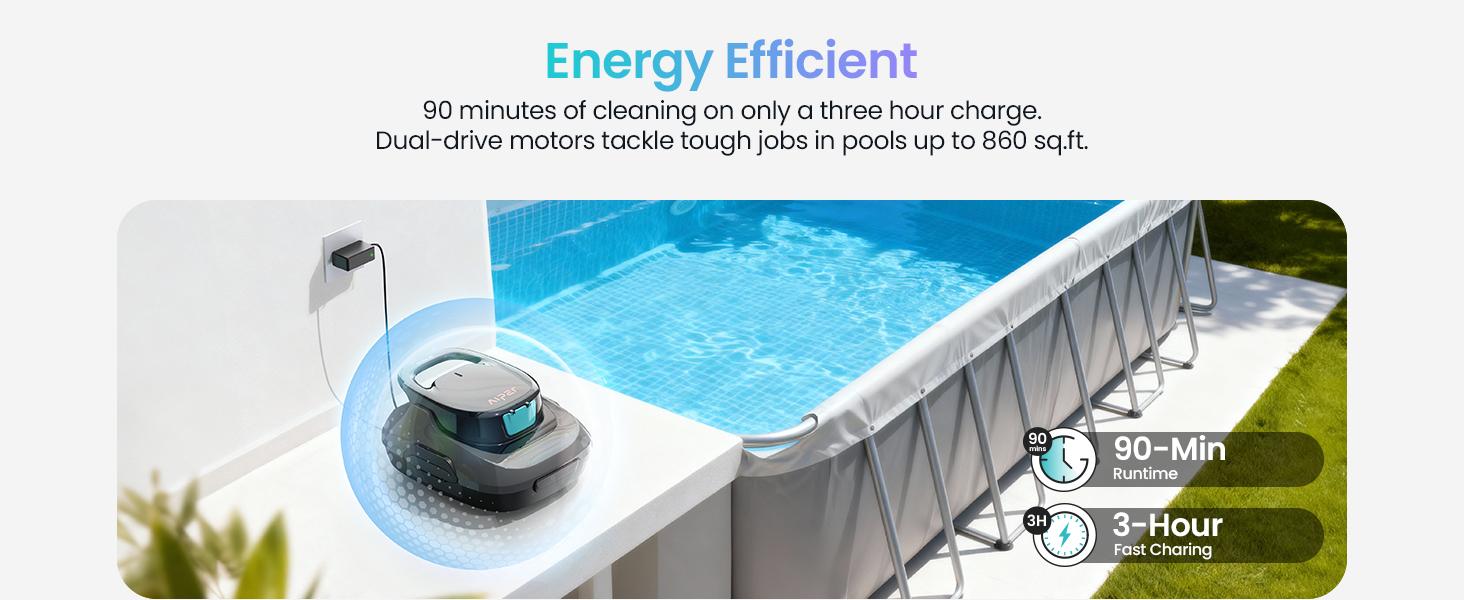 AIPER Cordless Robotic Pool Cleaner,  Lasts up to 90 Mins, Ideal for Above Ground Pools, Self-Parking，Automatic Brush #smartlivinges