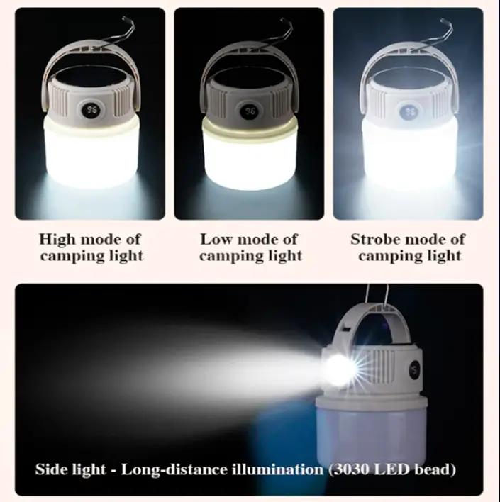 BougeRV Portable Solar Camping Lantern – LED Bulb with Hook, USB Rechargeable Hanging Tent Light, Table Lantern & Flashlight for Camping, Outdoor, Home, Office, Power Outages & Emergency Lighting