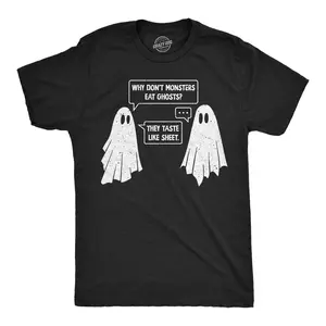 Mens Funny T Shirts Ghost Joke Sarcastic Halloween Bedsheet Ghosts Graphic Novelty Tee for Men Mens Funny T Shirts Cool Vintage Fashion T-Shirt Gift Classic Menswear Halloween Apparel for Men Funny Sarcastic Black -