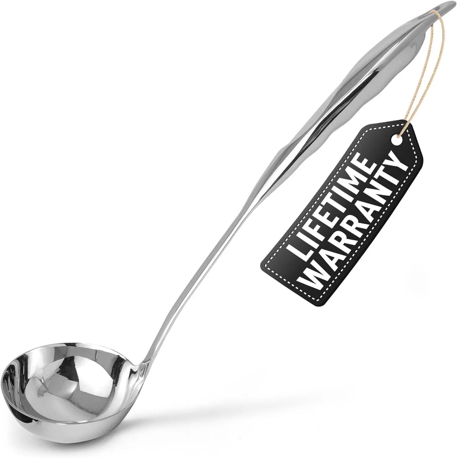 12 Inch Stainless Steel Ladle with Comfortable Grip - Stainless Steel Ladle Utensil Kitchen Hanging