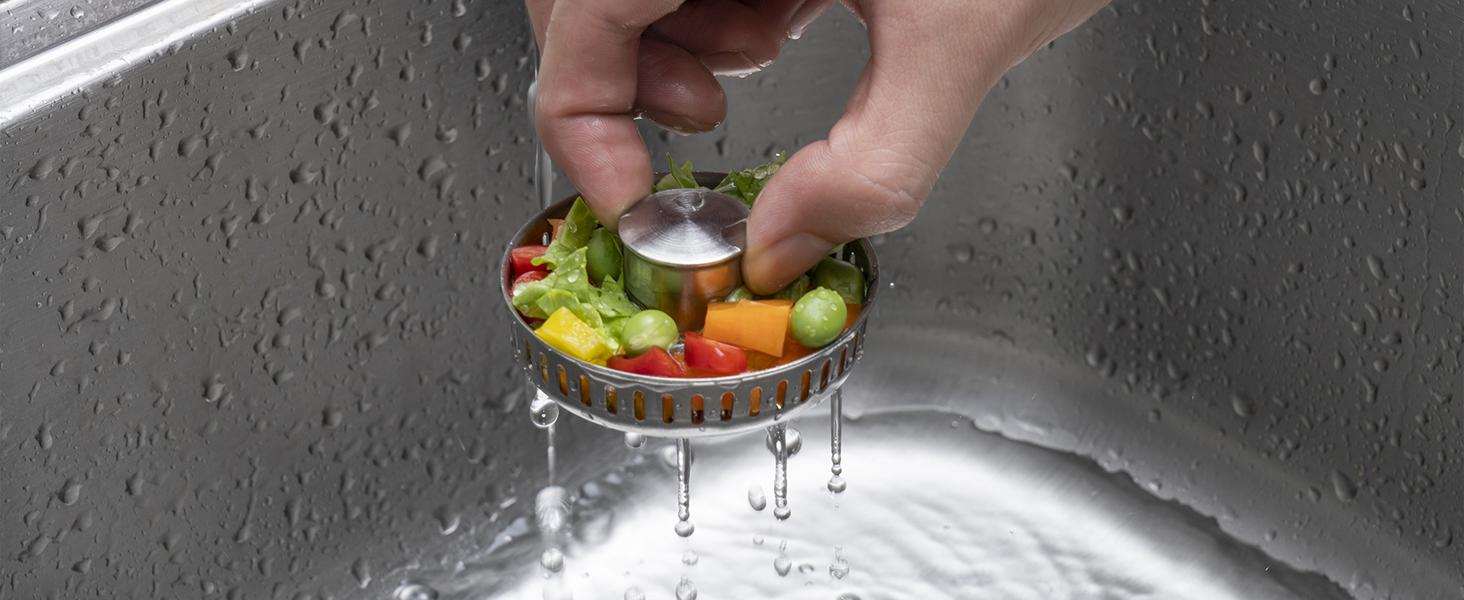 2PACK Upgraded 3 in 1 Kitchen Sink Drain Strainer - Stainless Steel Sink Stopper, Anti-Clogging Sink Food Catcher Basket,for US Standard 3 1/2 inch Drain (1)