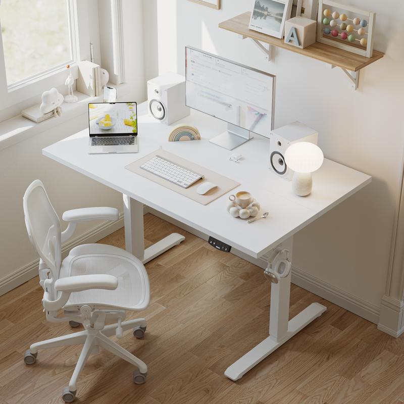 Agilestic 47.2 Inch Electric Height Adjustable Standing Desk, Ergonomic Home Office Desk with Memory Preset, Sit to Stand Computer Desk with Hooks