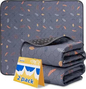 Deristic Washable Pee Pads for Dogs Thick Heavy Absorbency Reusable Waterproof Non-Slip Grey 2 Packs for Puppy Playpen Crate Whelping Box Potty Training