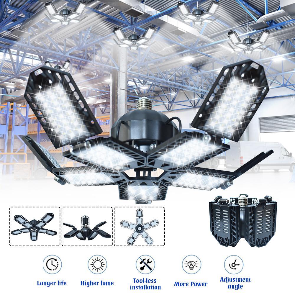 LED Garage Ceiling Light, Adjustable LED Basement Light 10 Deformable Panels, 6500K E26 E27 , LED Garage Light