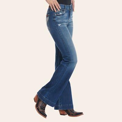 7 for All Mankind Women's Medium-Dark Wash Mid Rise Lightly Distressed Dojo Trouser Jeans