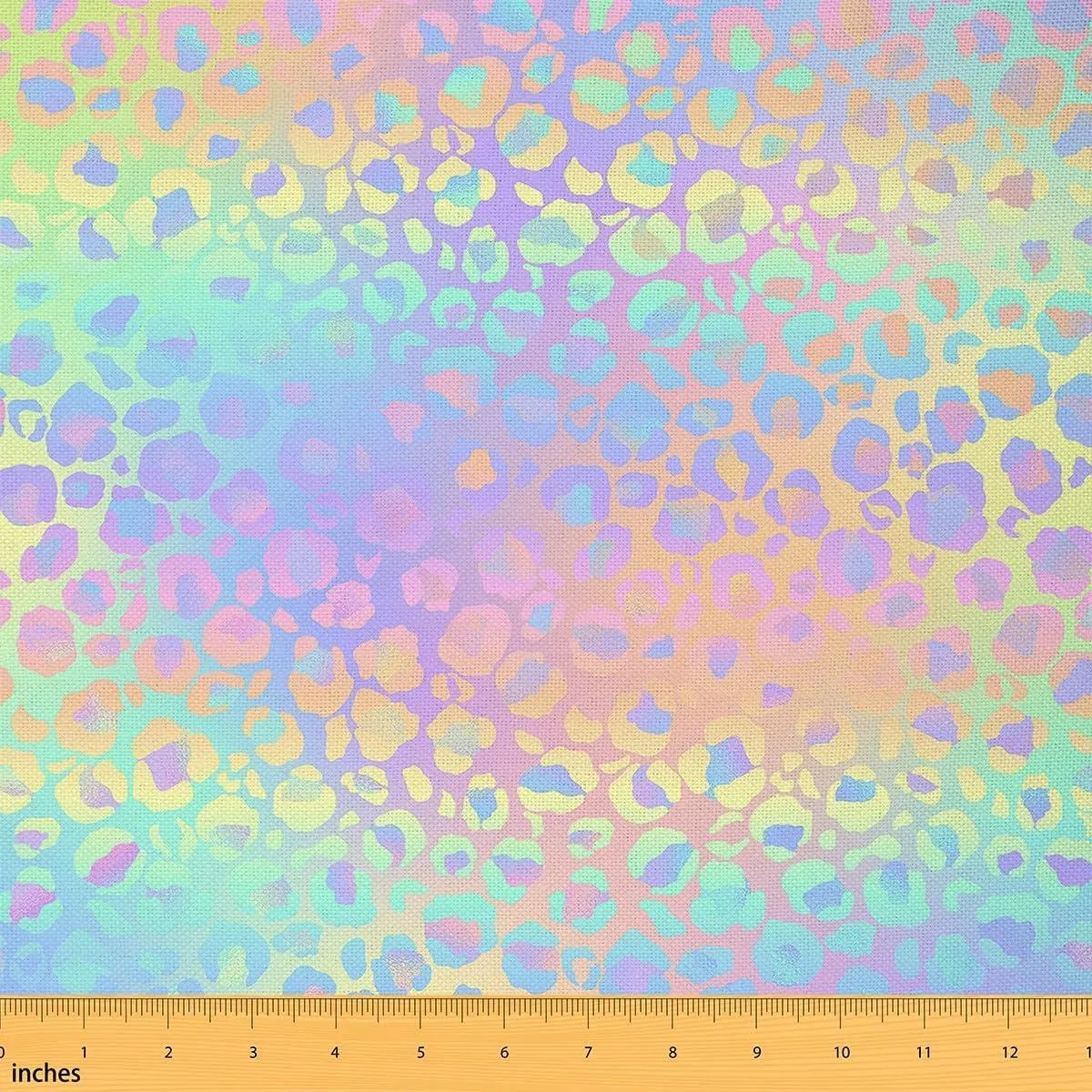 Rainbow Leopard Fabric by The Yard,Soft Polyester,Cheetah Print Fabric Craft Lover,Colorful Glitter Fabric for Quilting Sewing Supplies,Yard Bolts,No Stretch