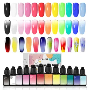 FAVAI Hot 12 Colors Airbrush Gel Nail Polish Set - Spring Summer Collection 12*10ml, Professional UV Gel, Safe & Healthy Formula, Easy to Use for Beginners