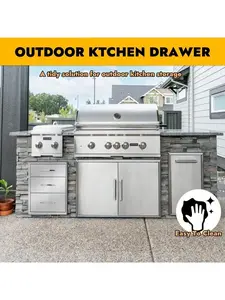 Stainless Steel Drawer For Outdoor Kitchen BBQ  18 Inch Undermount Soft Close Cabinet Organizer  Heavy Duty Rustproof 304 Steel Triple Drawer 18in W 24in H 18in D