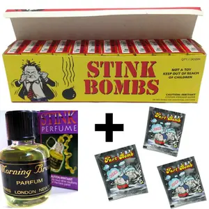 ULTIMATE Stink Prank Combo – 36 Glass Stink Bombs + 1 Stink Perfume Bottle + 3 Fart Bomb Bags 💨💣😂