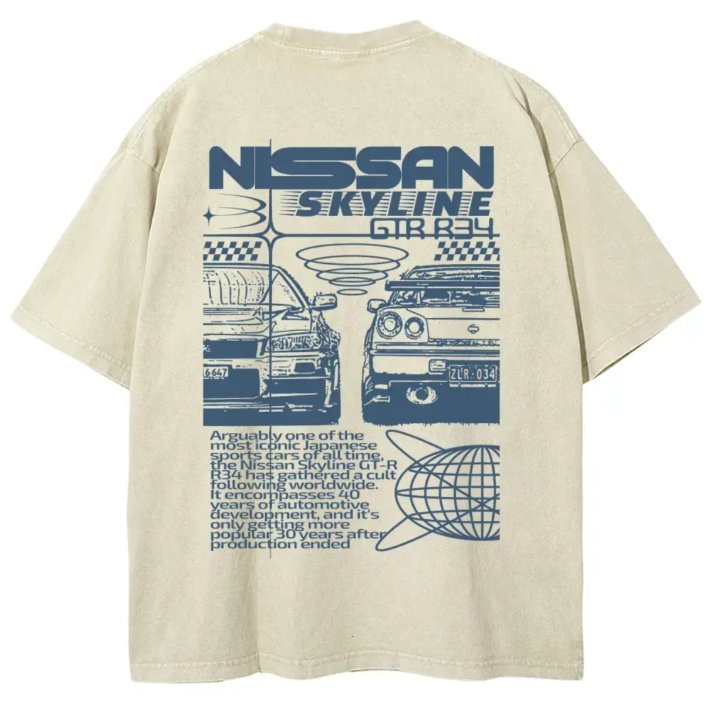 Skyline R34 JDM Vintage Tee 90s Graphic Tees Men's t Shirts Graphic Tee t Shirts Funny Graphic Tee Good Graphic Tees Men's Graphic Tees Streetwear Outfits Men Vacation Outfits Oversized Tshirt Men