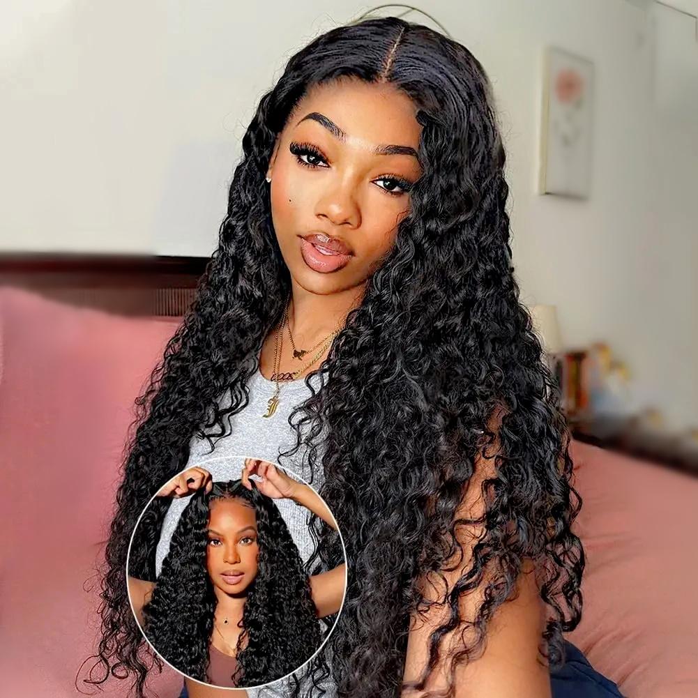 [NEW IN] 6x4 Pre-Cut Glueless Wigs Human Hair Pre Plucked Pre Cut 7x5 9x6 Lace Closure Wigs for Black Women 180 Density Deep Wave Wig Human Hair Curly Wig